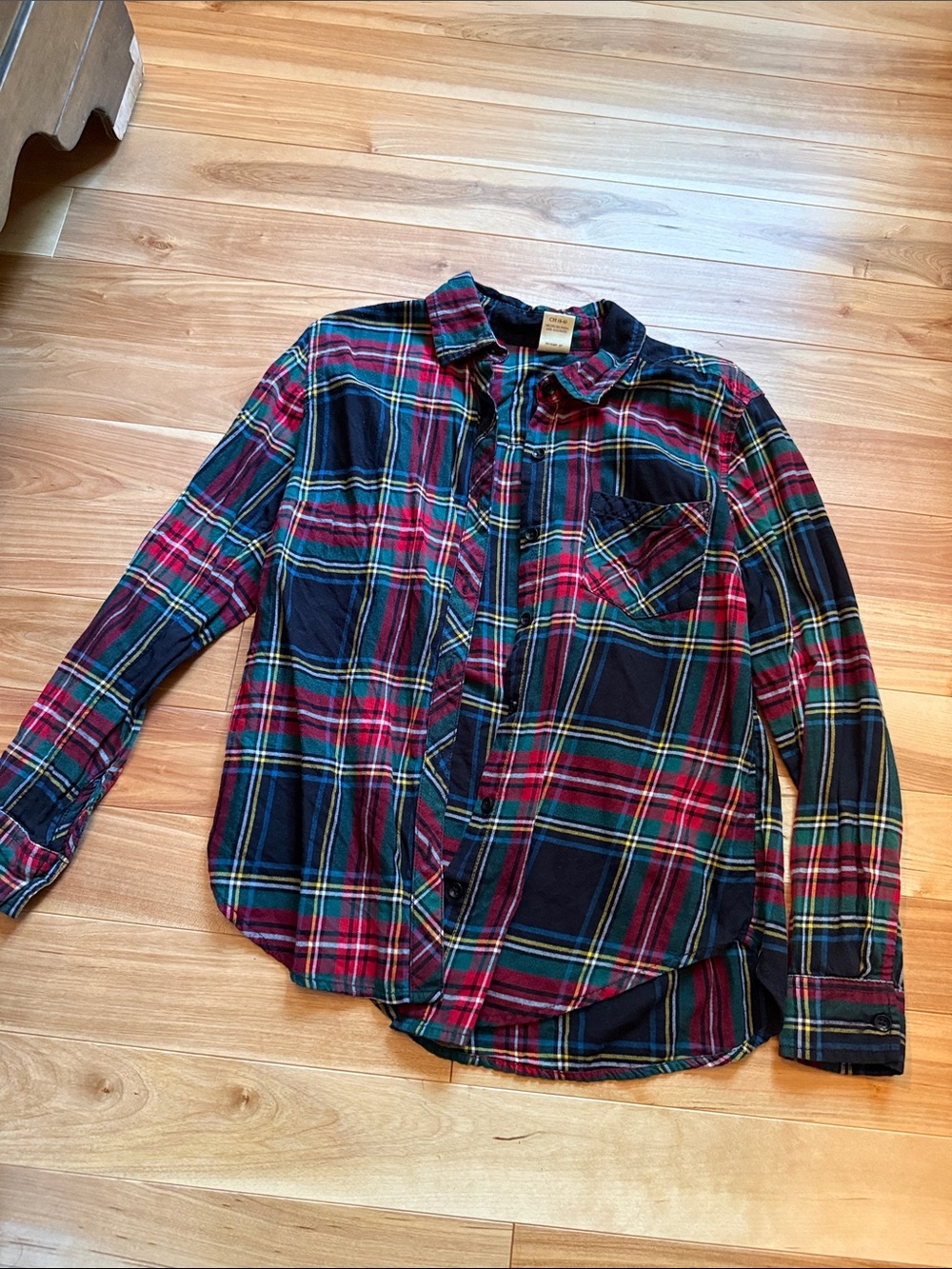 Red & Navy Plaid Button-Up Shirt